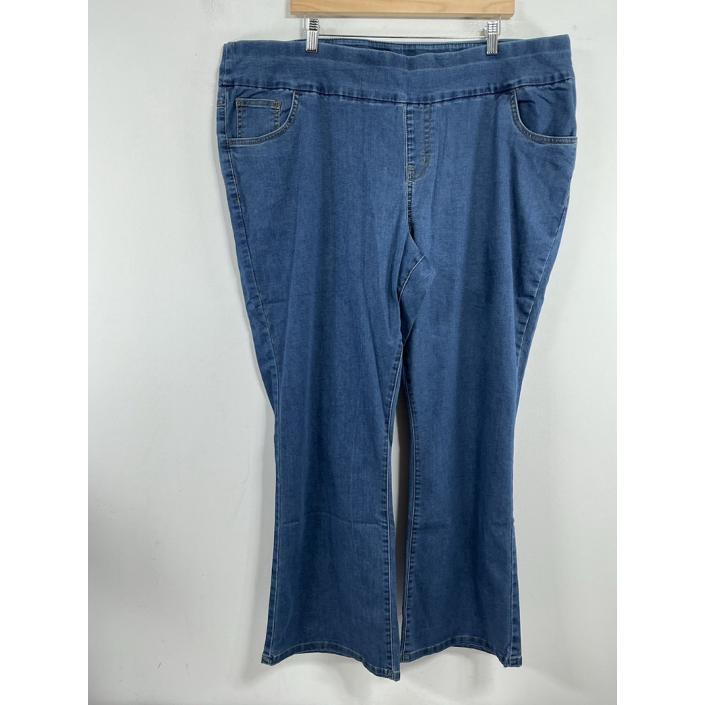 Woman’s Excellent Woman Within Pull On Blue Jeans 24 W Petite Elastic Waistband